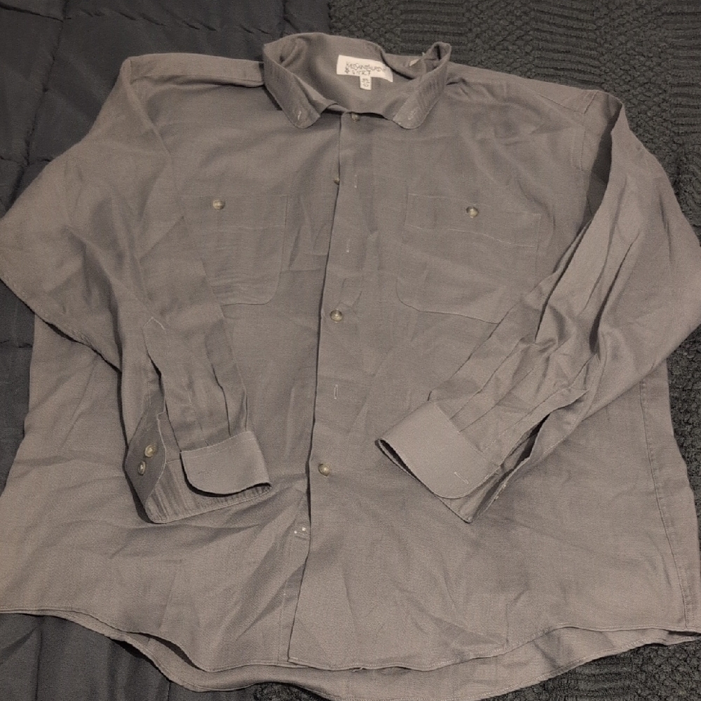 Yves‎ Saint Laurent Men's Gray Button-Up Shirt Size L